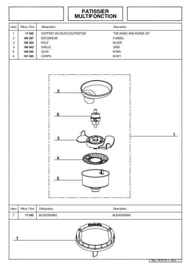 Vue eclatée du robot magimix patissier 6200XL Pièces détachées 6200…