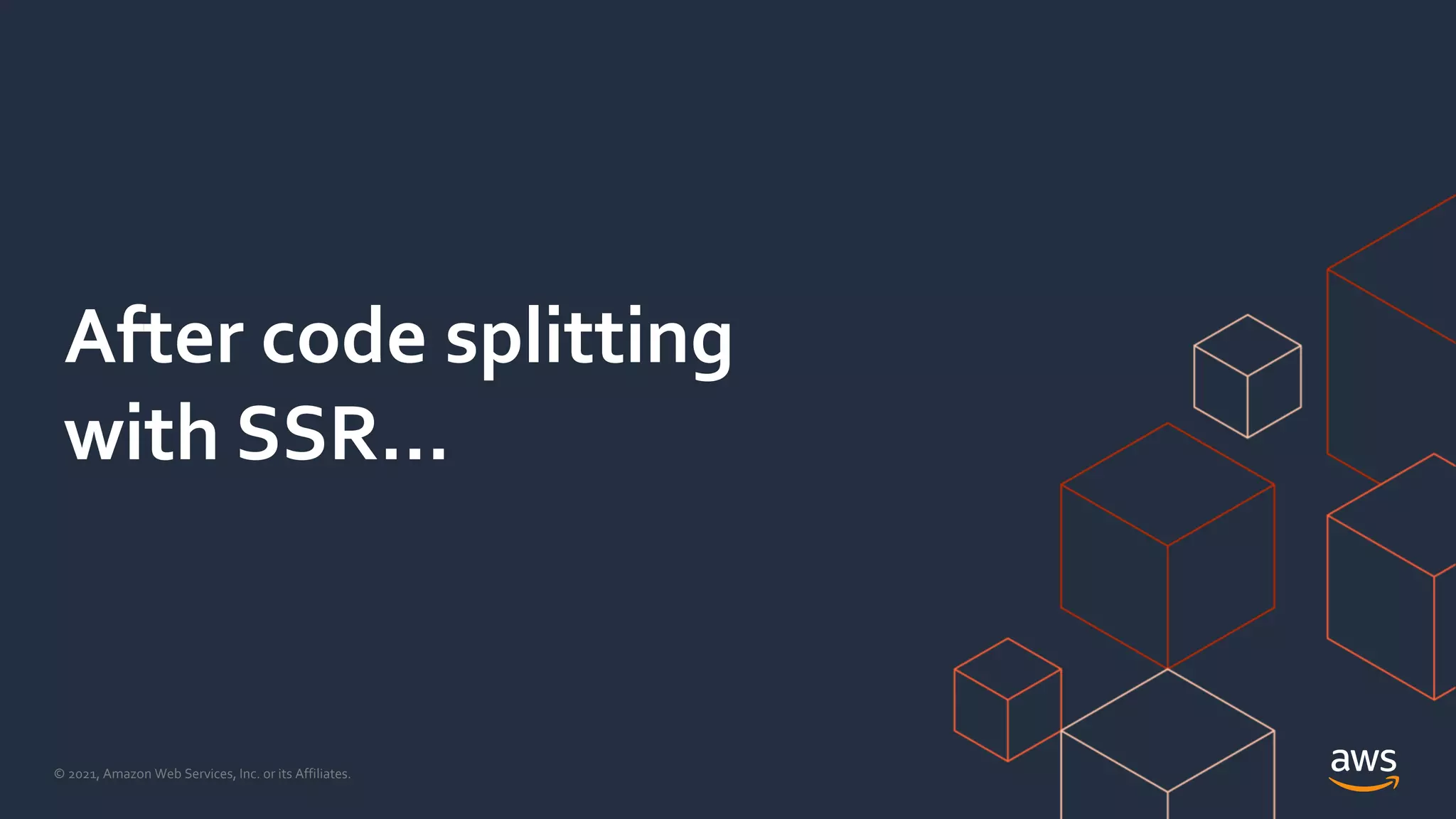 © 2021, Amazon Web Services, Inc. or its Affiliates.
After code splitting
with SSR…
 