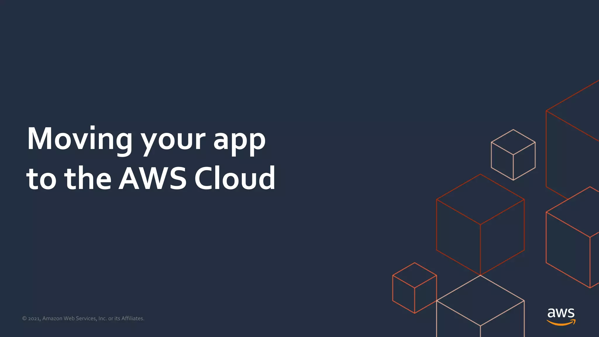 © 2021, Amazon Web Services, Inc. or its Affiliates.
Moving your app
to the AWS Cloud
 