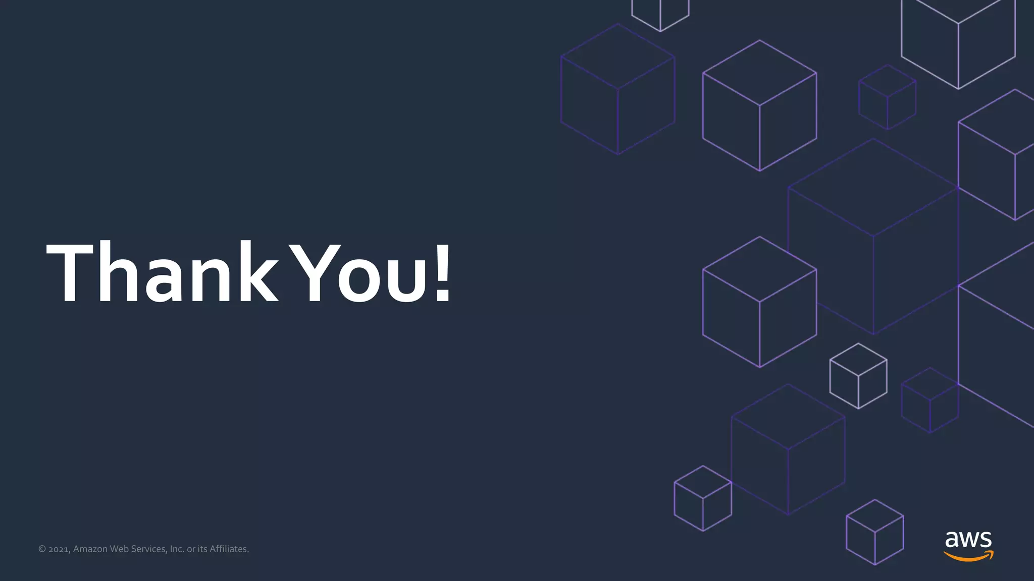 © 2021, Amazon Web Services, Inc. or its Affiliates.
ThankYou!
 