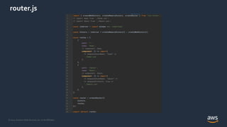 © 2021, Amazon Web Services, Inc. or its Affiliates.
router.js
 