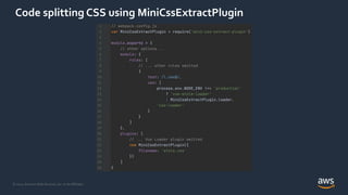 © 2021, Amazon Web Services, Inc. or its Affiliates.
Code splitting CSS using MiniCssExtractPlugin
 