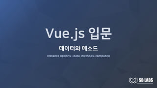 Vue.js 입문
데이터와 메소드
Instance options : data, methods, computed
 