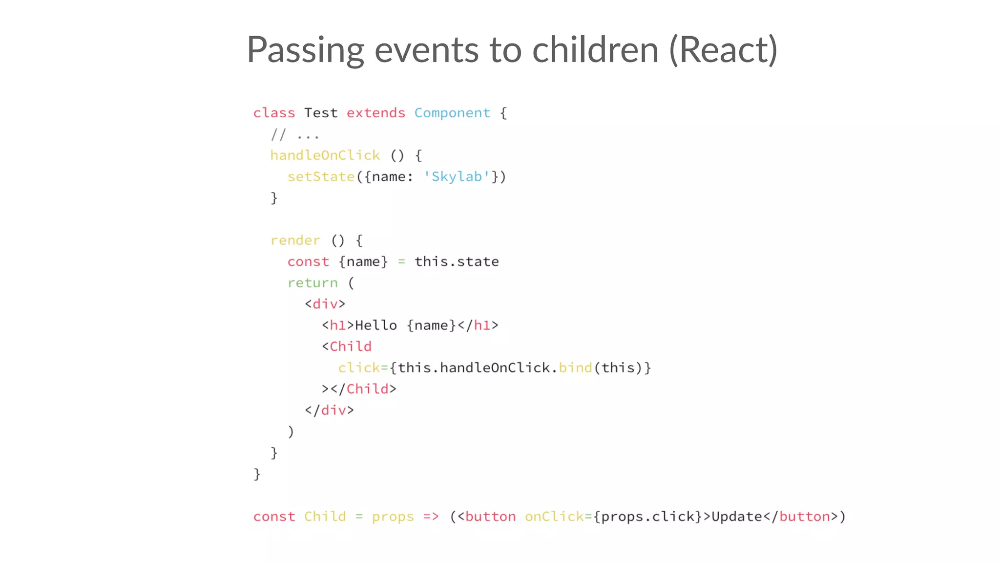 Passing events to children (React)