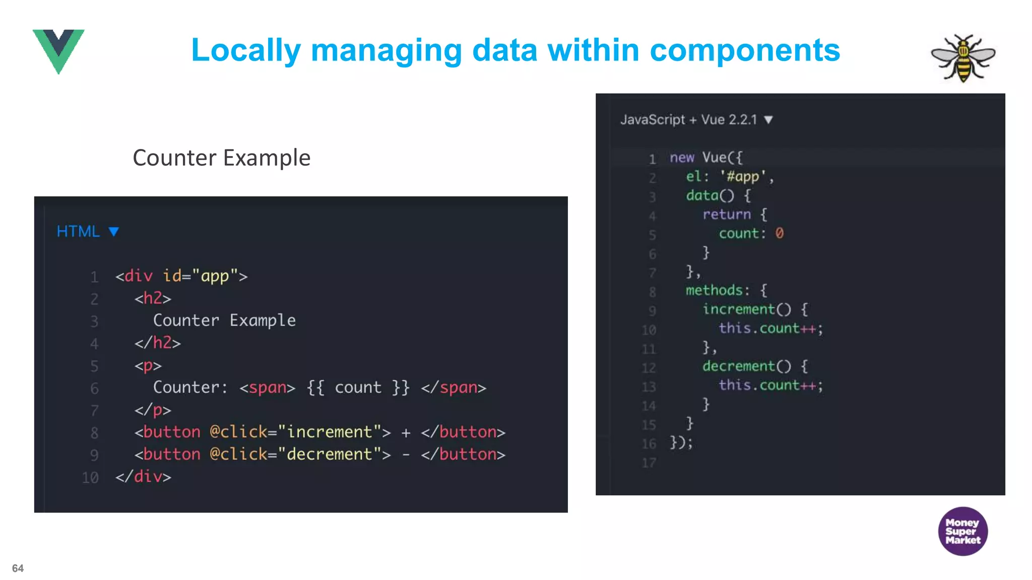 64 Locally managing data within components Counter Example 