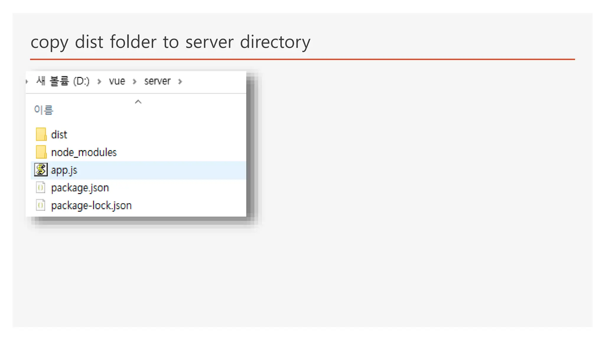 copy dist folder to server directory
 