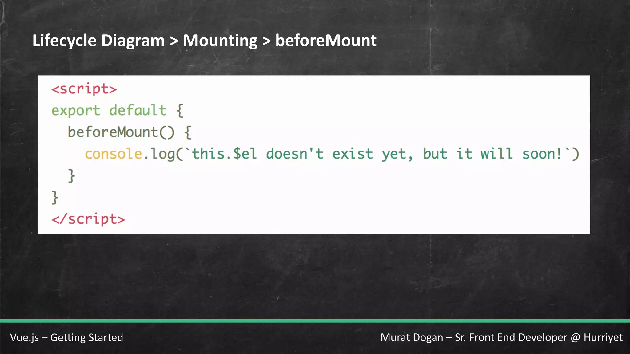 Murat Dogan – Sr. Front End Developer @ HurriyetVue.js – Getting Started Lifecycle Diagram > Mounting > beforeMount 