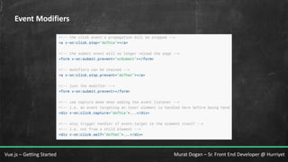 Murat Dogan – Sr. Front End Developer @ HurriyetVue.js – Getting Started
Event Modifiers
 