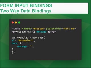 FORM INPUT BINDINGS
Two Way Data Bindings
 