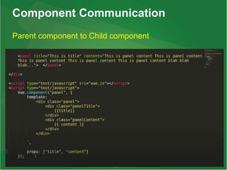 Component Communication
Parent component to Child component
 