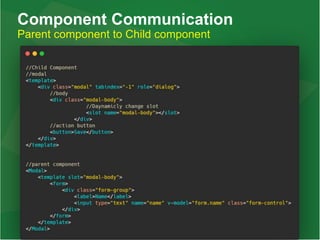 Component Communication
Parent component to Child component
 