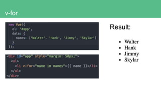 v-for
Result:
 