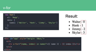 v-for
Result:
 