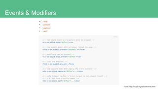 Events & Modifiers
Fonte: http://vuejs.org/guide/events.html
 