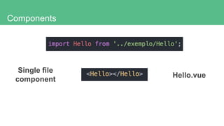 Components
Single file
component
Hello.vue
 