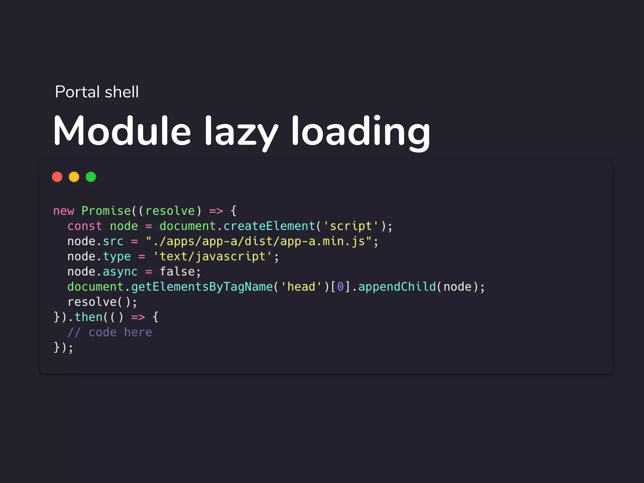 Module lazy loading
Portal shell
 