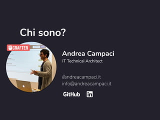 Andrea Campaci
Chi sono?
IT Technical Architect
//andreacampaci.it
info@andreacampaci.it
 