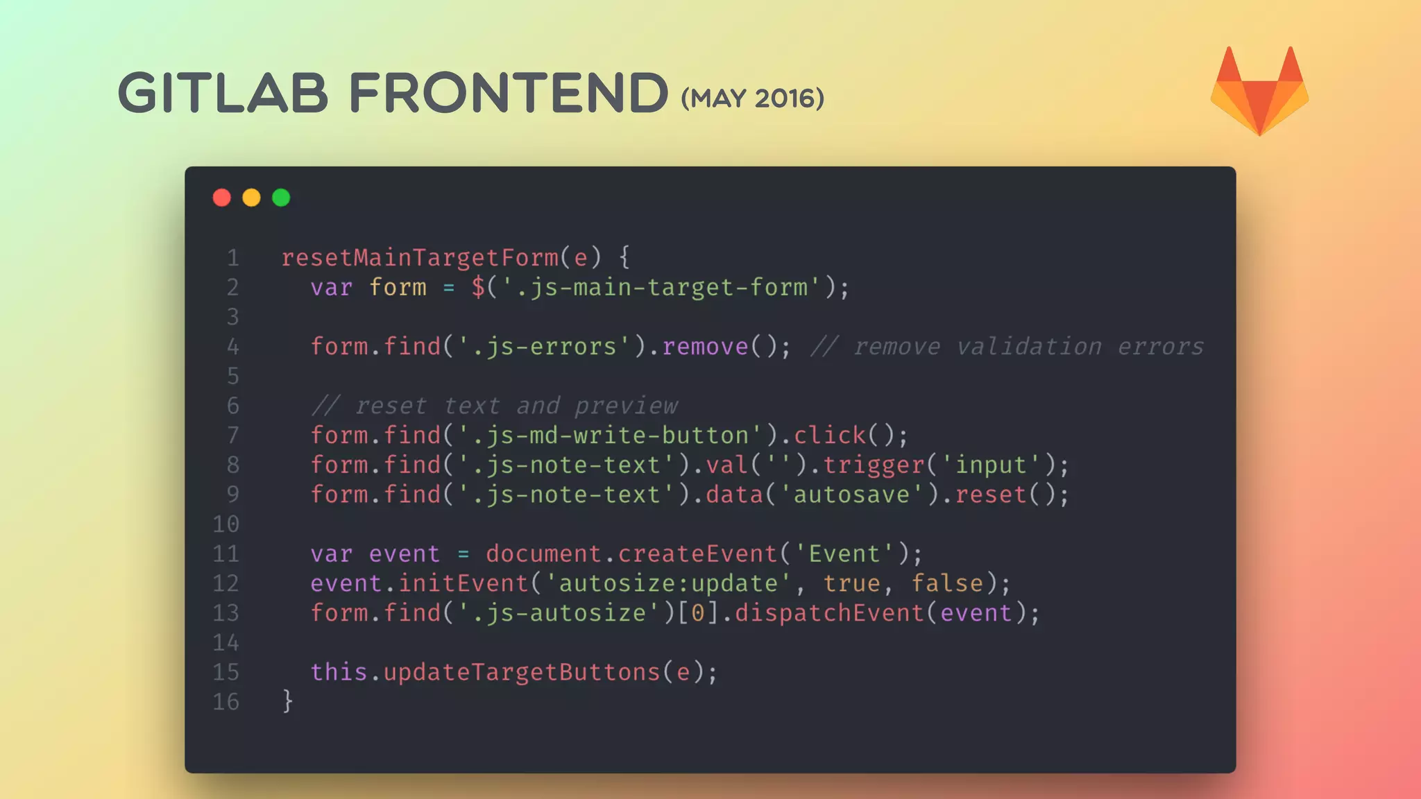 GITLAB FRONTEND (MAY 2016)
 