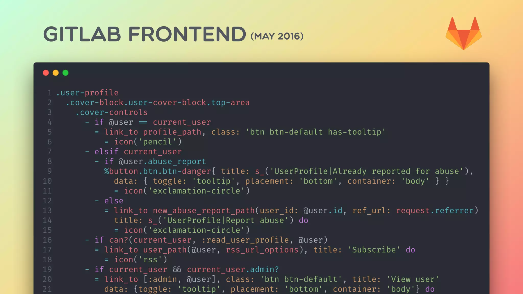 GITLAB FRONTEND (MAY 2016)
 