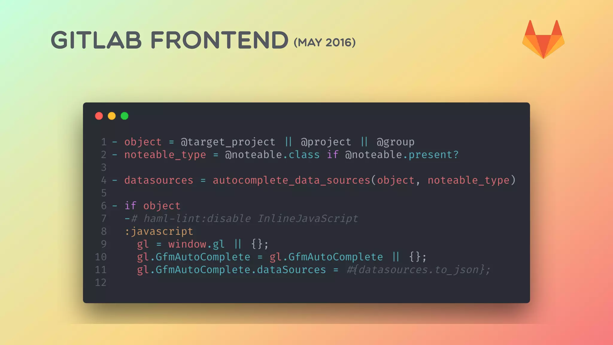 GITLAB FRONTEND (MAY 2016)
 
