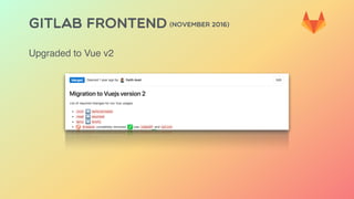 GITLAB FRONTEND (NOVEMBER 2016)
Upgraded to Vue v2
 