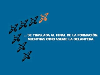 ... SE TRASLADA AL FINAL DE LA FORMACIÓN.
MIENTRAS OTROASUME LA DELANTERA.
 