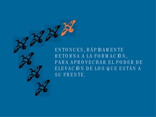 ENTONCES, RÁPIDAMENTE RETORNA A LA FORMACIÓN, PARA APROVECHAR EL PODER DE  ELEVACIÓN DE LOS QUE ESTÁN A  SU FRENTE. 