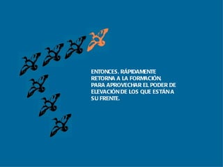 ENTONCES, RÁPIDAMENTE RETORNA A LA FORMACIÓN, PARA APROVECHAR EL PODER DE  ELEVACIÓN DE LOS QUE ESTÁN A  SU FRENTE. 
