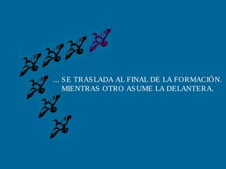 ... S E TRAS LADA AL FINAL DE LA FORMACIÓN.
    MIENTRAS OTRO AS UME LA DELANTERA.
 