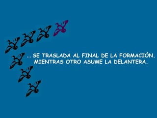 ... SE TRASLADA AL FINAL DE LA FORMACIÓN.
MIENTRAS OTRO ASUME LA DELANTERA.
 
