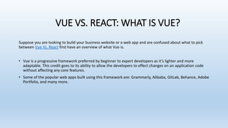 Vue vs. React : Unveiling The Difference | PPT
