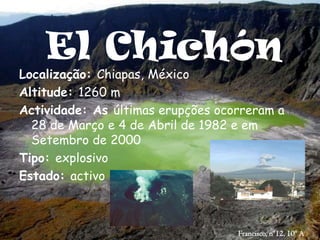 Vulcão de Santa BarbaraLocalização: sita no concelho de Angra do Heroísmo, ilha terceira, arquipélago dos Açores.Características: encontra-se a 1021metros acima do nível do mar. No topo destaca-se uma caldeira, com um diâmetro da ordem de 2 km e uma profundidade aproximada de 150 m, interior da qual se observam espessas escoadas lávicas.Tipo de actividade vulcânico: actividade efusiva         Marco, nº16, 10º A