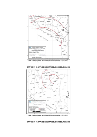 Fuente: Catálogo general de isosistas para sismos peruanos – IGP – 2016.
GRÁFICO N° 10: MAPA DE ISOSISTAS DEL SISMO DEL 31/03/1650
Fuente: Catálogo general de isosistas para sismos peruanos – IGP – 2016.
GRÁFICO N° 11: MAPA DE ISOSISTAS DEL SISMO DEL 13/08/1868
 