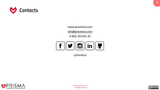 www.prismacsi.com
© All Rights Reserved.
31
www.prismacsi.com
info@prismacsi.com
0 850 303 85 35
/prismacsi
Contacts
 