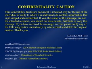 Vulnerability disclosure (CVE-2014-0344) | PPTX