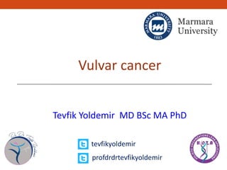 Vulvar cancer
Tevfik Yoldemir MD BSc MA PhD
tevfikyoldemir
profdrdrtevfikyoldemir
 