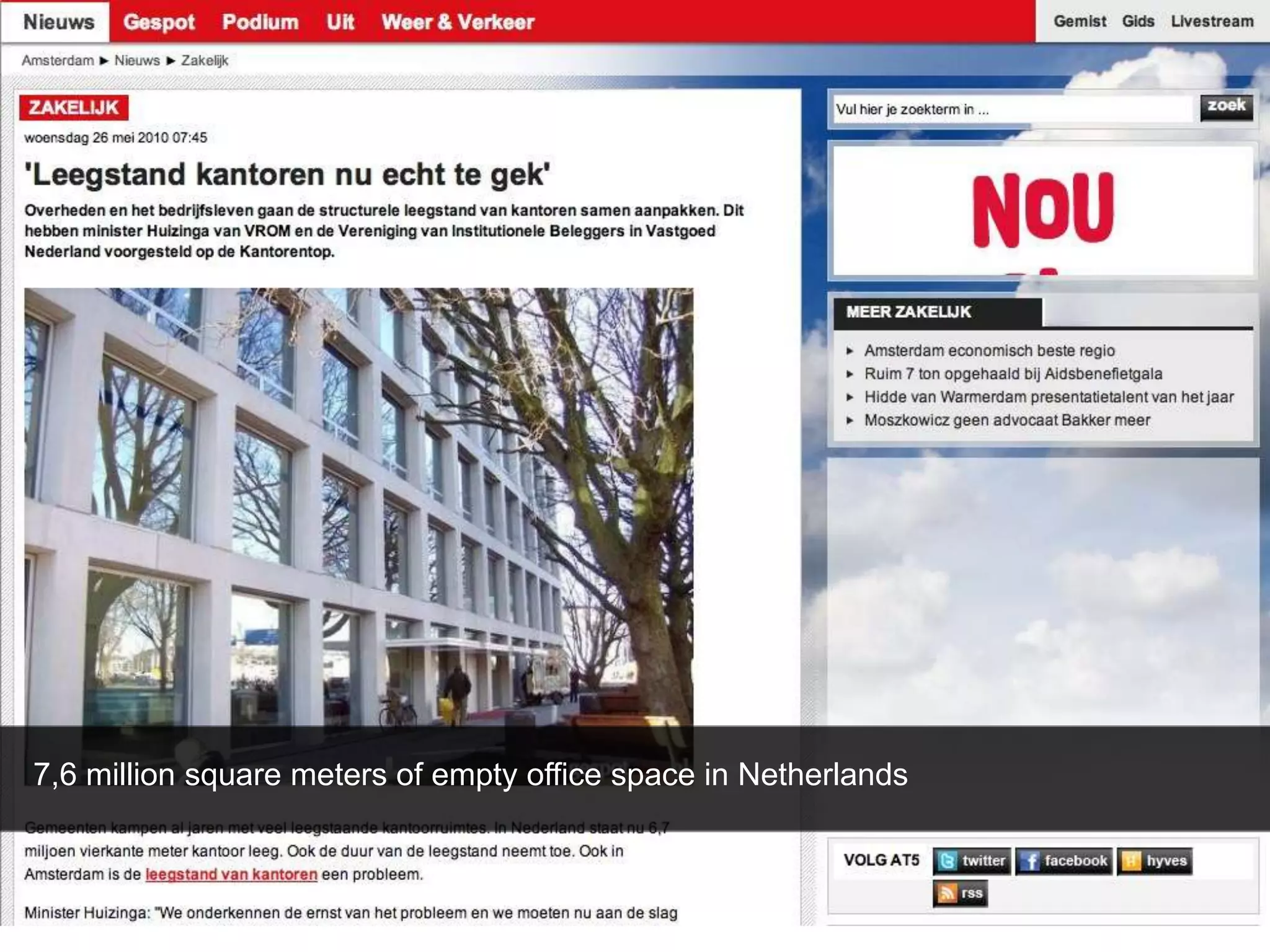 7,6 million square meters of empty office space in Netherlands 