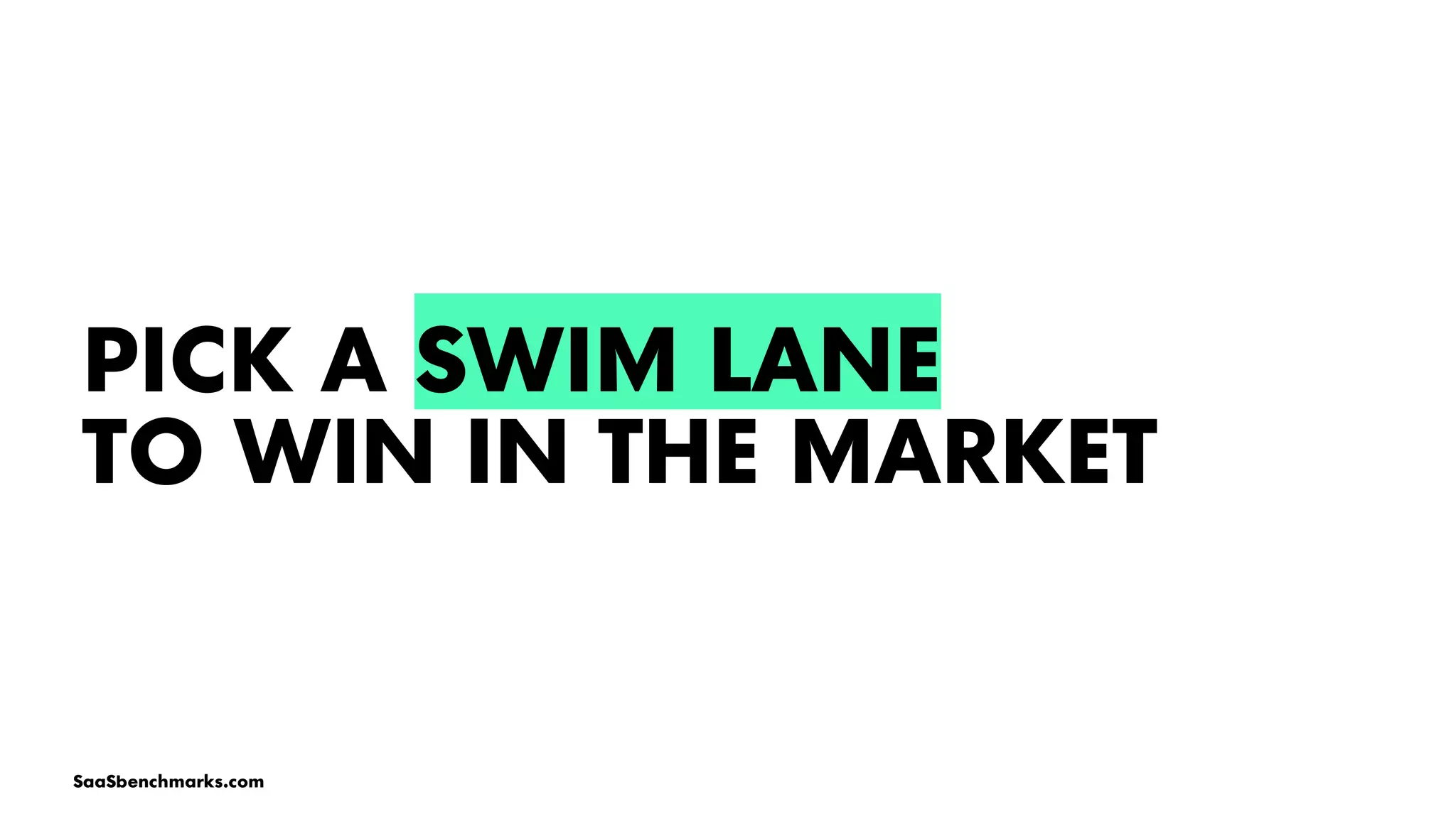 PICK A SWIM LANE
TO WIN IN THE MARKET
SaaSbenchmarks.com
 
