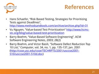 [HCMC STC Jan 2015] Risk-Based Software Testing Approaches | PDF