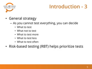 [HCMC STC Jan 2015] Risk-Based Software Testing Approaches | PDF