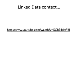 Linked	
  Data	
  context...	
  
http://www.youtube.com/watch?v=5Cb3ik6zP2I	

 