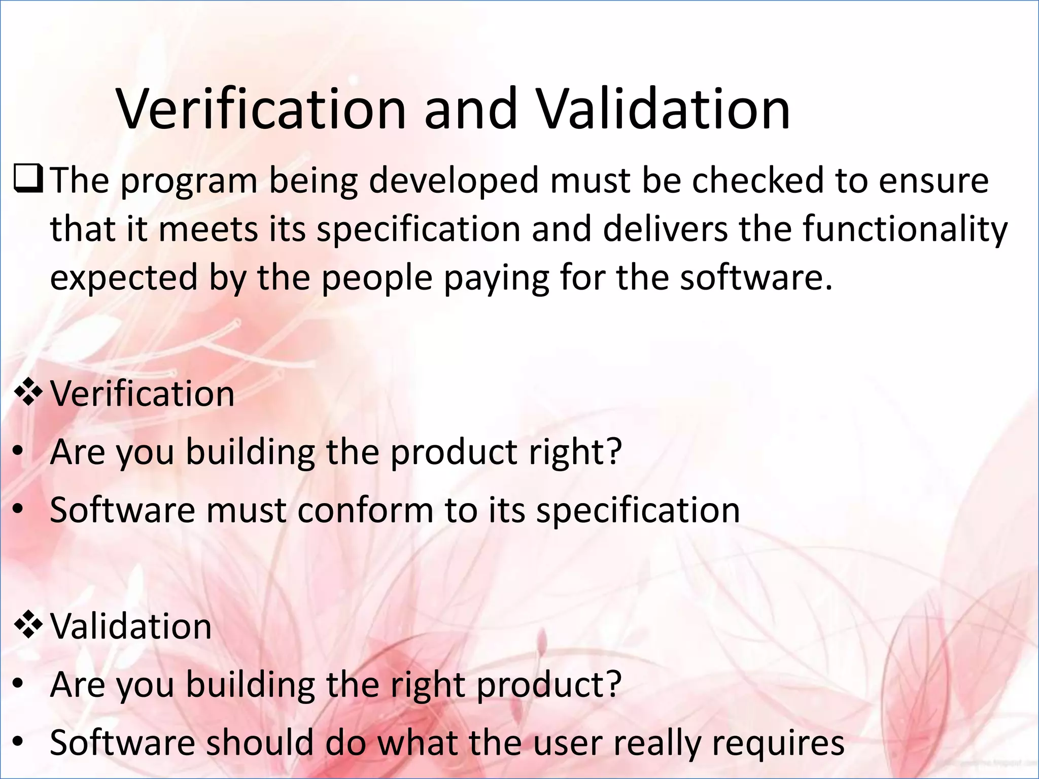 verification and validation | PPTX | Programming Languages | Computing