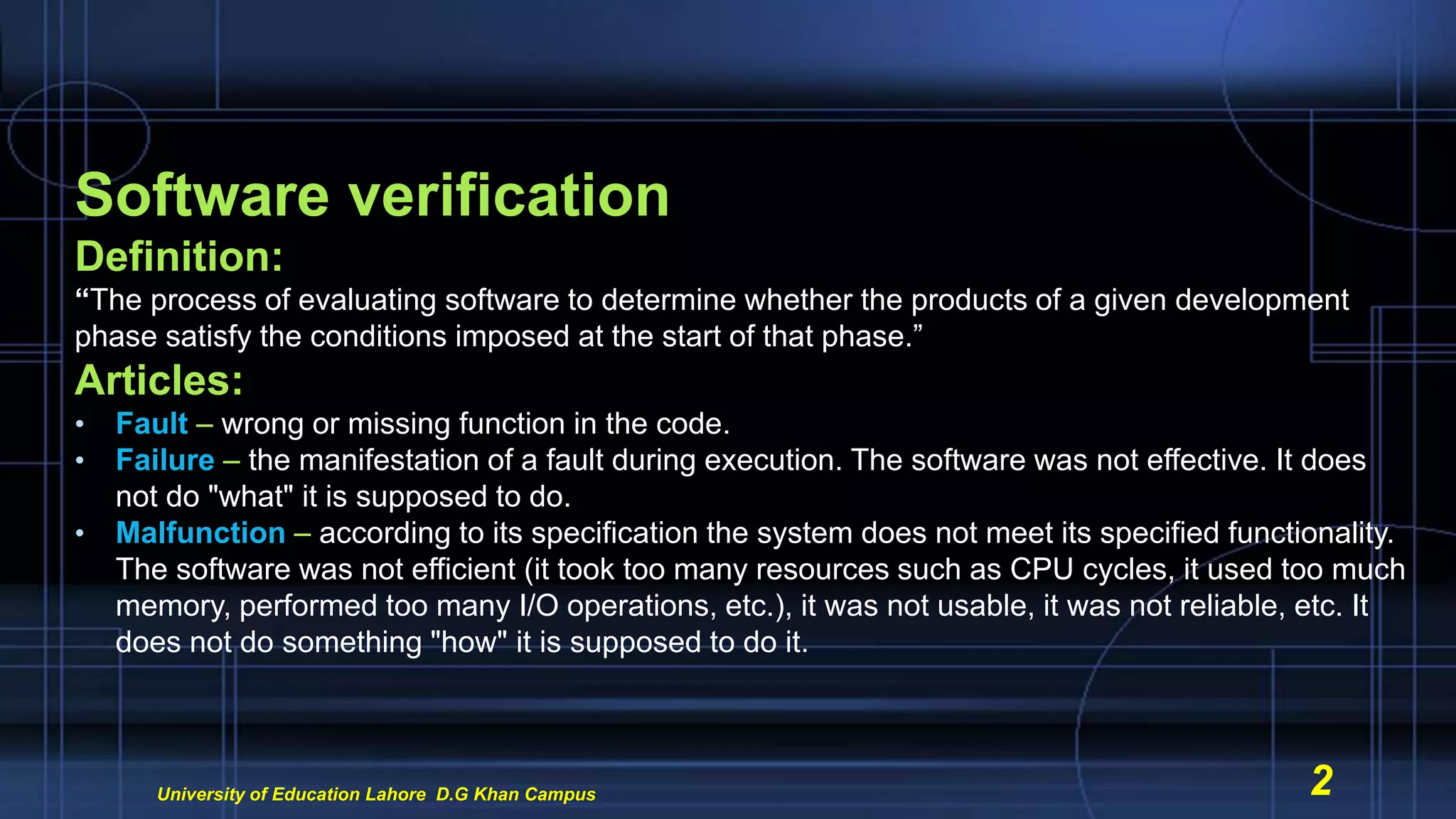Software Verification and Validation | PPTX