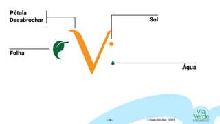Via
VerdeIDENTIDADE VISUAL© Claudio Diniz Alves - 3/2019« 19 »
Sol
Folha
Pétala
Desabrochar
Água
 