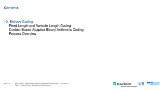 Contents
10. Entropy Coding
Fixed Length and Variable Length Coding
Context-Based Adaptive Binary Arithmetic Coding
Proces...