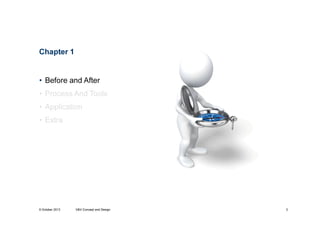 Chapter 1

• Before and After
• Process And Tools
• Application
• Extra

9 October 2013
Before and
After

V&V Concept and Design

3

 