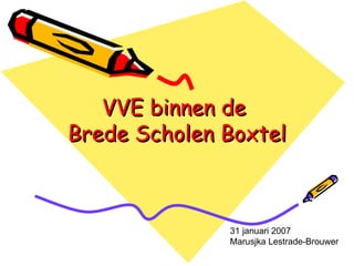 VVE binnen de  Brede Scholen Boxtel 31 januari 2007 Marusjka Lestrade-Brouwer 