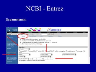 NCBI - Entrez
Ограничения:
 