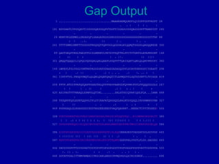 Gap Output
1 ................................MAAAKAEMQLMSPLQISDPFGSFPHSPT 28
. . | | | . |
181 NSVSAATLTPSSQAVTISSSGSQESGSQPVTSGTTISSASLVSSQASSSSFFTNANSYST 240
. . . . . .
29 MDNYPKLEEMMLLSNGAPQFLGAAGAPEGSGSNSSSSSSGGGGGGGGGSNSSSSSSTFNP 88
: | ..|. |: | . | . .
241 TTTTSNMGIMNFTTSGSSGTNSQGQTPQRVSGLQGSDALNIQQNQTSGGSLQAGQQKEGE 300
. . . . . .
89 QADTGEQPYEHLTAESFPDISLNNEKVLVETSYPSQTTRLPPITYTGRFSLEPAPNSGNT 148
| :| : : | . ||. |: ||||
301 QNQQTQQQQILIQPQLVQGGQALQALQAAPLSGQTFTTQAISQETLQNLQLQAVPNSGPI 360
. . . . . .
149 LWPEPLFSLVSGLVSMTNPPASSSSAPSPAASSASASQSPPLSCAVPSNDSSPIYSAAPT 208
: | .| || . .| | . . . .| |. .. : |
361 IIRTPTVG.PNGQVSWQTLQLQNLQVQNPQAQTITLAPMQGVSLGQTSSSNTTLTPIASA 419
. . . . . .
209 FPTP.NTDIFPEPQSQAFPGSAGTALQYPPPAYPAAKGGFQVPMIPDYLFPQQQGDLGLG 267
| | | . || | .| | : . | | :
420 ASIPAGTVTVNAAQLSSMPGLQTINL........SALGTSGIQVHPIQGLPLA...IANA 468
. . . . . .
268 TPDQKPFQGLESRTQQPSLTPLSTIKAFATQSGSQDLKALNTSYQSQLIKPSRMRKYPNR 327
| || . . .| | . : : |
469 PGDHGAQLGLHGAGGDGIHDDTAGGEEGENSPDAQPQAGRRT..RREACTCPYCKDSEGR 526
. . . . . .
328 PSKTPPHERPYACPVESCDRRFSRSDELTRHIRIHTGQKPFQC..RICMRNFSRSDHLTT 385
| | .: : | :: | : : :. | |:| |||::|| | | : |.||| |
527 GSGDPGKKKQHICHIQGCGKVYGKTSHLRAHLRWHTGERPFMCTWSYCGKRFTRSDELQR 586
. . . . . .
386 HIRTHTGEKPFACDICGRKFARSDERKRHTKIHLRQKDKKADKSVVASSATSSLSSYPSP 445
| ||||||| ||| | ::| ||| :| | | .| | . | .
587 HKRTHTGEKKFACPECPKRFMRSDHLSKHIKTHQNKKGGPGVALSVGTLPLDS.GAGSEG 645
. . . . . .
446 VATSYPSPVTTSYPSPATTSYPSPVPTSFSSPGSSTYPSPVHSGFPSPSVATTYSSVPPA 505
|. || . |. | : .| . . . | | .
646 SGTATPSALITTNMVAMEAICPEGIARLANSGINVMQVADLQSINISGNGF......... 696
 