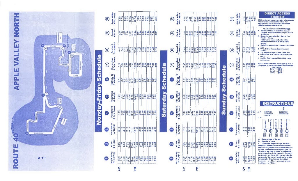 VVTA Bus Route 40 - Apple Valley North Bus Schedule